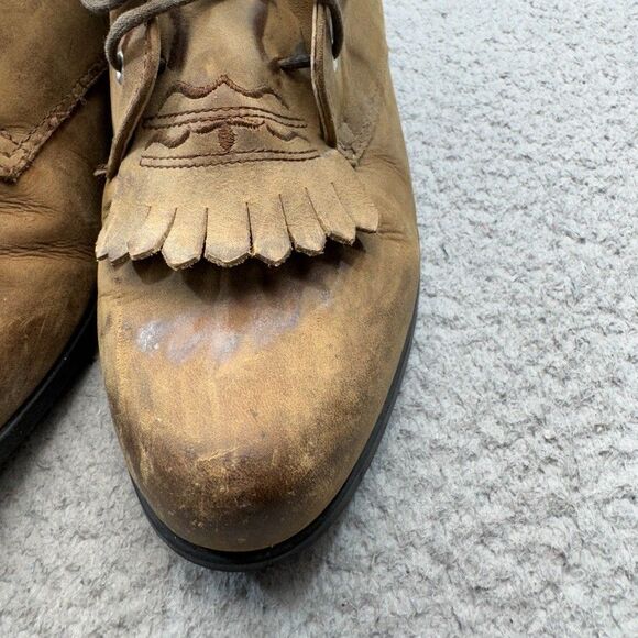 Ariat Boots Womens 8.5 Tan Ankle Leather Kiltie Western‎ Lace Up Roper Cowgirl - Picture 12 of 16